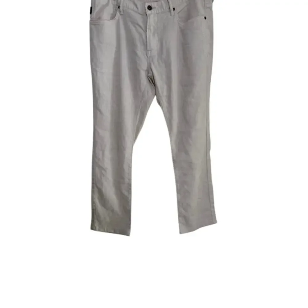 John Varvatos Bowery Linen Pants Men 34 Slim Straight Natural Casual Lightweight